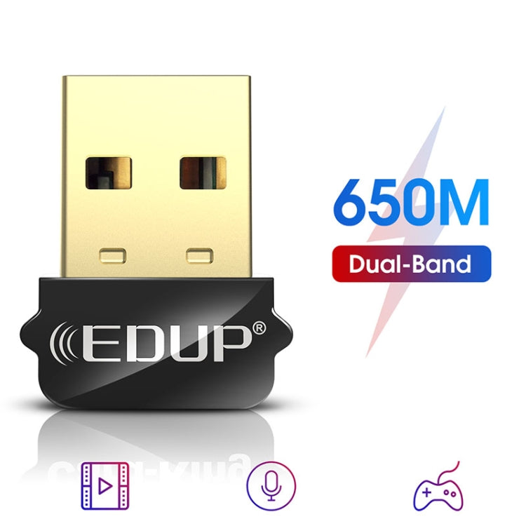 EDUP EP-AC1651 USB WIFI Adapter 650Mbps Dual Band 5G/2.4GHz External Wireless Network Card Wifi Dongle Receiver for Laptop Windows MacOS EDUP EP-AC1651 USB WIFI Adapter 650Mbps Dual Band 5G/2.4GHz External Wireless Network Card Wifi Dongle Receiver for Laptop Windows MacOS